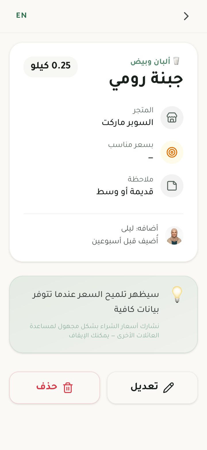 صفحة تفاصيل الصنف
